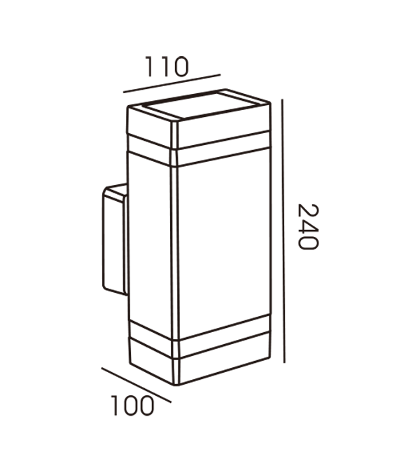 110 Prostokątny kinkiet z podwójną głowicą HR60174 110 Prostokątny kinkiet z podwójną głowicą HR60174