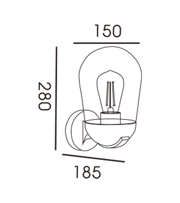 Indukcyjny kinkiet Rocket Head ze szklanym kapturem HR60111S Indukcyjny kinkiet Rocket Head ze szklanym kapturem HR60111S