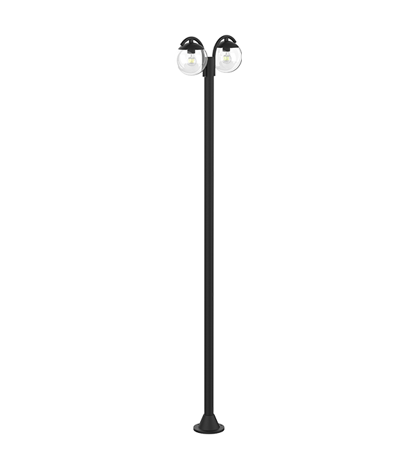 Podwójna głowica, okrągła, szklana lampa ogrodowa HR60693 Podwójna głowica, okrągła, szklana lampa ogrodowa HR60693
