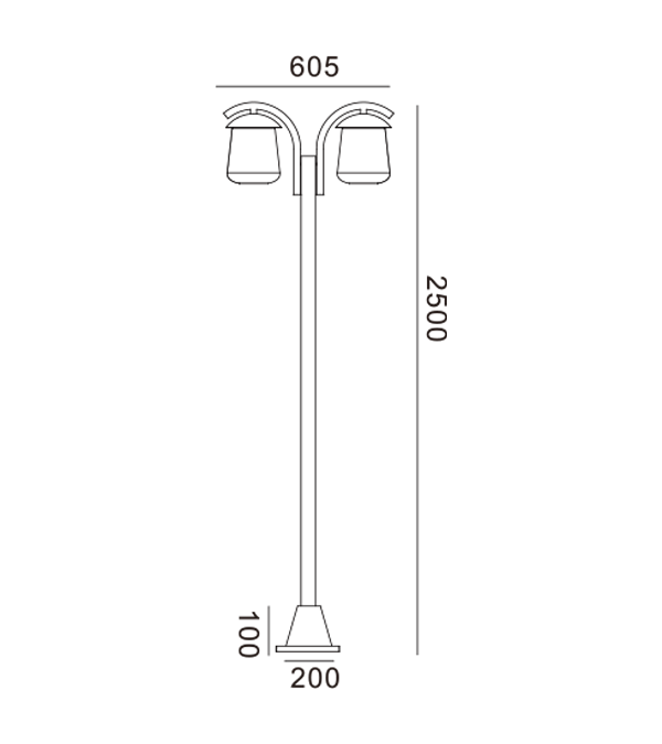 Podwójna głowica, płaska lampa ogrodowa HR60703 Podwójna głowica, płaska lampa ogrodowa HR60703